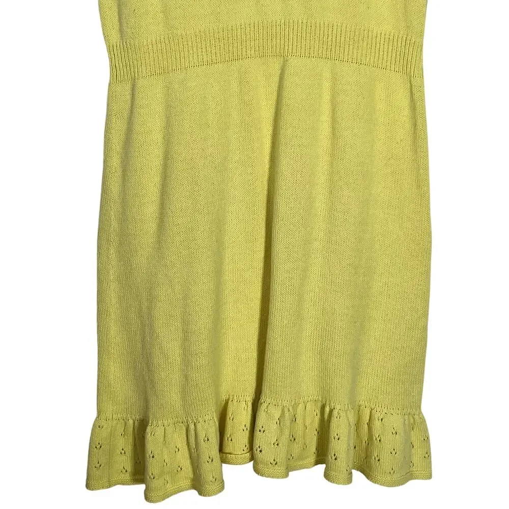 Girls Cat & Jack Yellow Knit‎ Drop Waist Flutter Ruffle Hem Dress Size (14) XL